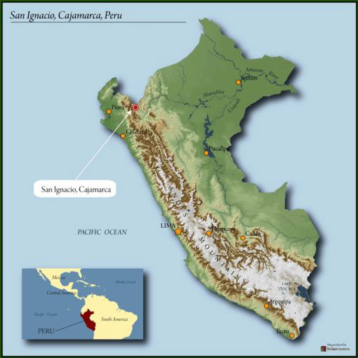 map of Peru, highlighting San Ignacio