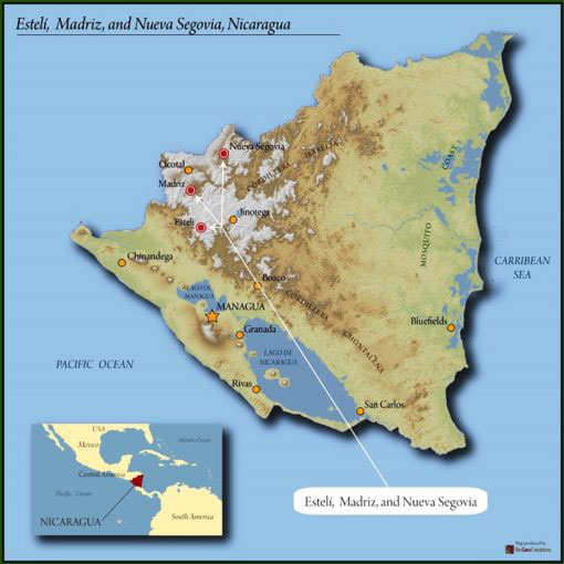 map of Nicaragua highlighting Segovia region